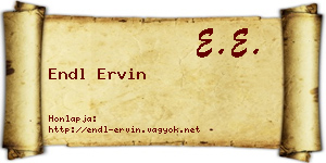 Endl Ervin névjegykártya